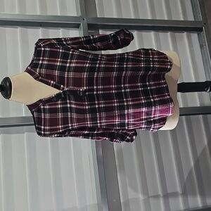 Wishful Park purple  and‎ black plaid blouse  Size Medium